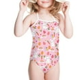 thumbnail image 3 of FOR U DESIGNS Cute Girls Swimsuit One Piece Pink Sleeveless Swimwear for 9-10 Years Old Girls Easter Egg Rabbit Off Shoulder Summer Beach Wear, 3 of 6
