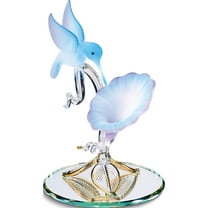 Fashion Hummingbird And Blue Flower Glass Figurine (3 X 3) Made In China gp1131