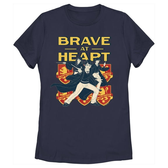 Women's Harry Potter Gryffindor Brave at Heart  Graphic Tee Navy Blue Large