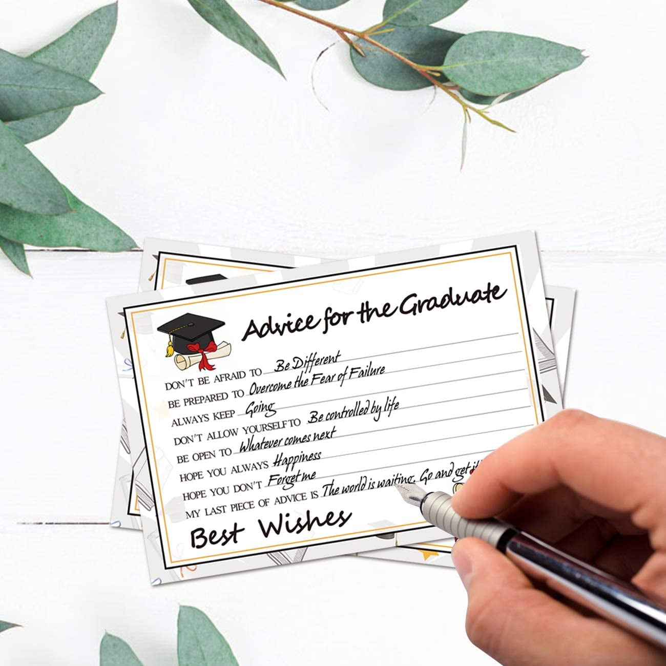 Graduation Wish Cards - 50PCs High School or College Advice Supplies 2026 Decorations Grad Celebration Party for School/College/Senior