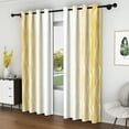 thumbnail image 3 of Lfeey Yellow White Blackout Curtains for Bedroom 63 Inches Long, Insulated Grommet Curtains, 2 Panel, 3 of 7