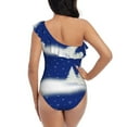 thumbnail image 5 of Picia Christmas Fir Tree Pattern Women's One Piece Swimsuits,One Shoulder Swimwear Asymmetric ,Ruffle Monokinis Bathing Suits,High Waisted Flattering Bathing Suits-, 5 of 8