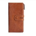 thumbnail image 1 of Cartera de piel para mujer, cartera vintage para mujer, con 15 ranuras para tarjetas, compartimentos para teléfono móvil y cremallera, 1 of 5