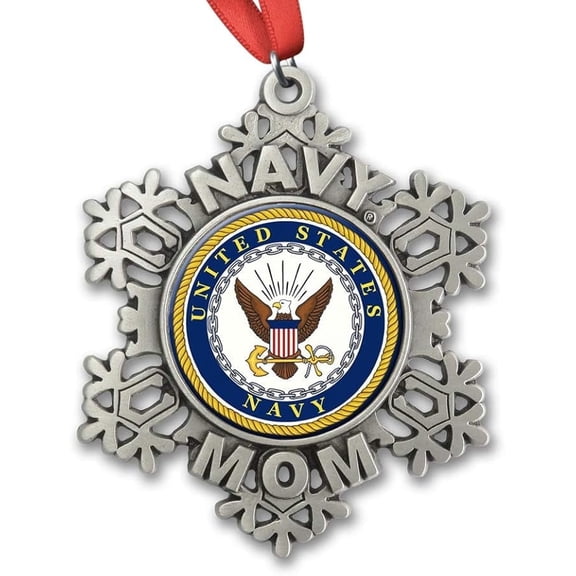 Indiana Metal Craft US Navy Mom Snowflake Pewter Christmas Ornament, Made in USA