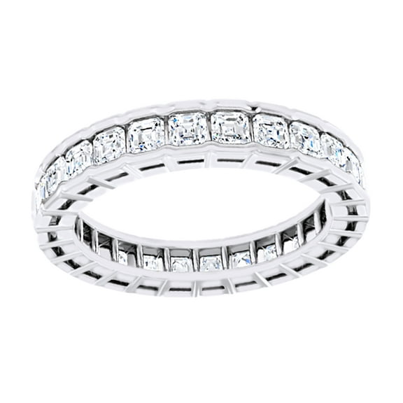 AFFY Cushion Cut White Natural Diamond Eternity Band Ring In 14K Solid White Gold (1.5 Ct), Size-5.5