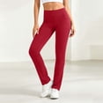 thumbnail image 5 of Straight Leg Leggings High Waisted Yoga Pants Casual Lounge Tummy Control Soft Workout Pants Solid Color Stretch Dress Pants with Pockets, 5 of 9