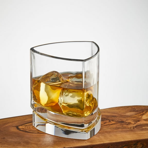 JoyJolt  Triangle Aqua Vitae 9.9 oz Crystal Whiskey Glass, Set of two Off Base Old Fashioned Glasses