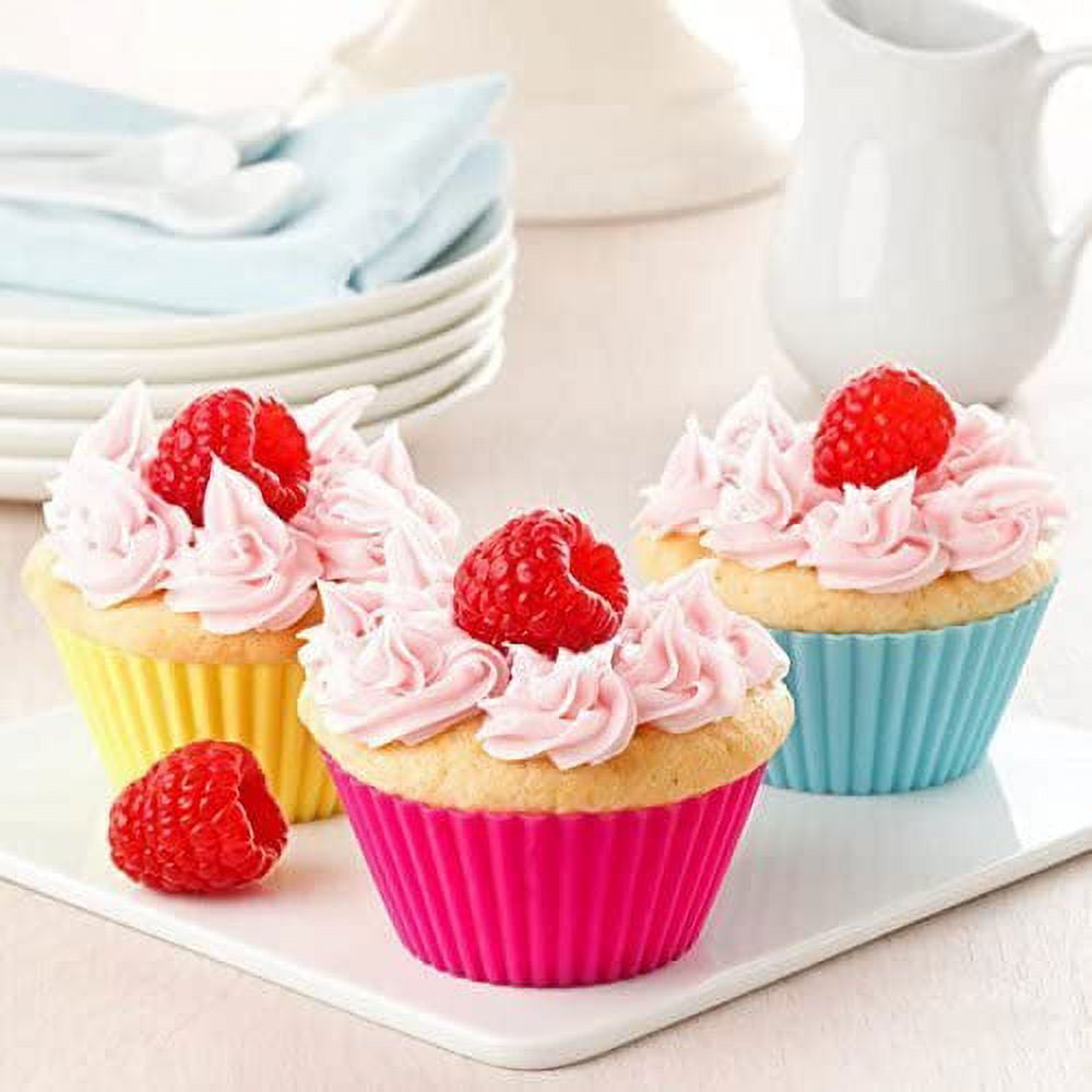 New Star Foodservice 44270 Reusable Silicone Baking Cups and Cupcake Liners  (Set of 24), Pink