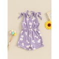 thumbnail image 4 of Suealasg Toddler Baby Girl Summer Clothes 6M 1T 2T 3T 4T Sleeveless Daisy 3D Ribbed Romper Shorts Jumpsuit Kids One Piece Outfit, 4 of 7