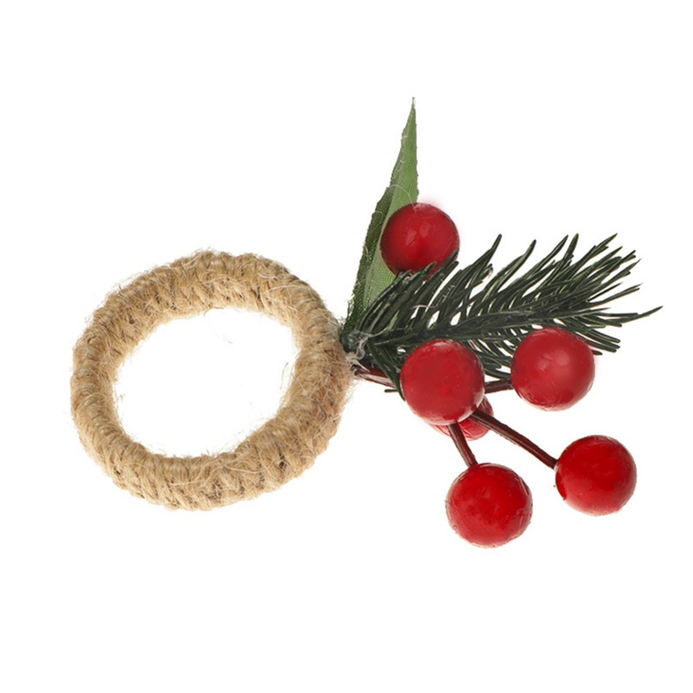 Christmas Table Napkin Rings Artificial Pine Needle Towel Rings Napkin