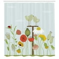 thumbnail image 3 of Garden Art Shower Curtain, Artistic Sketch Botanical Art with Various Types of Flowers and Kissing Birds, Fabric Bathroom Set with Hooks, 69W X 84L Inches Extra Long, Multicolor, by Ambesonne, 3 of 3