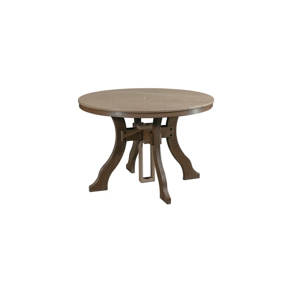 Round Outdoor Dining Table - Weatherwood Patio Table with Tudor Brown Base