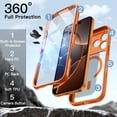 thumbnail image 2 of JETech Case for iPhone New Pro Max 6.9-Inch with Built-in Tempered Glass Screen Protector and Camera Control Button, Compatible with MagSafe, 360 Degree Full Body Cover (Orange), 2 of 6