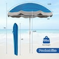 thumbnail image 3 of Gymax 6.5 FT Beach Umbrella w/ Fringe Tassel Umbrella w/ Push Button Tilt Sand Anchor Navy Blue, 3 of 10