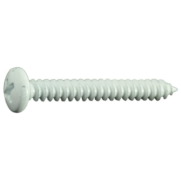 #10 x 1-1/2" White Steel Phillips Pan Head Sheet Metal Screws (25 pcs.)