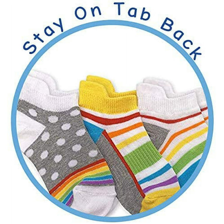 Jefferies Socks Girls Socks, 6 Pack Rainbow Pattern Sport Low Cut Cotton  Ankle Tab Back Athletic Socks (Little Girls & Big Girls)