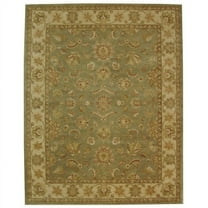 SAFAVIEH Antiquity Clematis Traditional Floral Wool Area Rug, Green/Gold, 8' x 8' Round