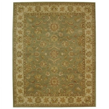 SAFAVIEH Antiquity Clematis Traditional Floral Wool Area Rug, Green/Gold, 8' x 8' Round