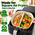 thumbnail image 4 of Reusable Divided Air Fryer Silicone Liner, Square Cooking Tray Insert, Raised Ridges for Grease Drainage, Built-In Side Handles for Easy Lifting, Akmoler, 4 of 8