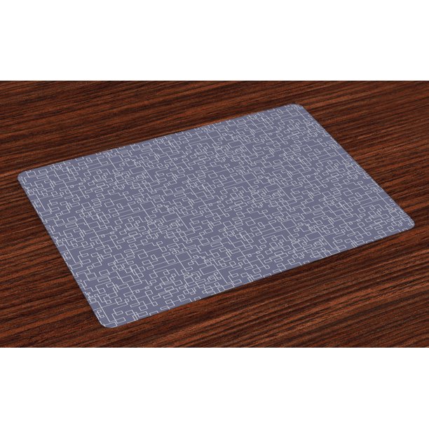 Geometric Placemats Set of 4 Connected Lines with Rectangle Square