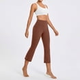 thumbnail image 6 of Capri Yoga Pants Womens High Waisted Wide Leg Pants Cropped Flare Leggings for Travel Casual and Lounge Light Brown S, 6 of 9