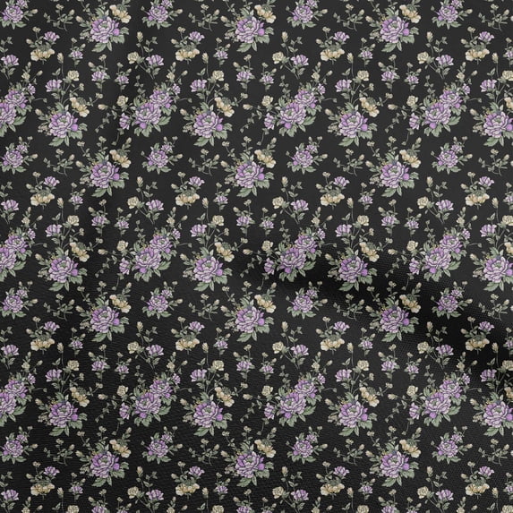 oneOone Georgette Viscose Black Fabric Floral Diy Clothing Quilting Fabric Print Fabric By Yard 42 Inch Wide