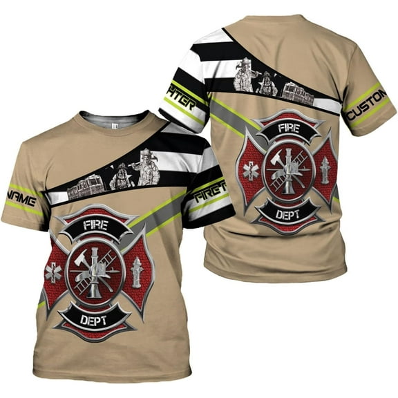 Personalized Firefighter Shirt Custom Name Fire Man Firefighter Gift Tshirt 3D Shirts Unisex Tshirts 3D for Men Women (T-shirt, S)