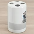 thumbnail image 1 of Music Ceramic Toothbrush Holder, Funny Short Hair Cat Listening to Headphones Kitten Animal Art Print, Decorative Versatile Countertop for Bathroom, 4.5" X 2.7", Grey White, by Ambesonne, 1 of 4