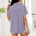 thumbnail image 4 of UQJfacai Button Down Shirts for Women Dressy Casual Short Sleeve Blouses Business Work Summer Hawaii Vacation Tops with Pockets S-2XL, 4 of 8