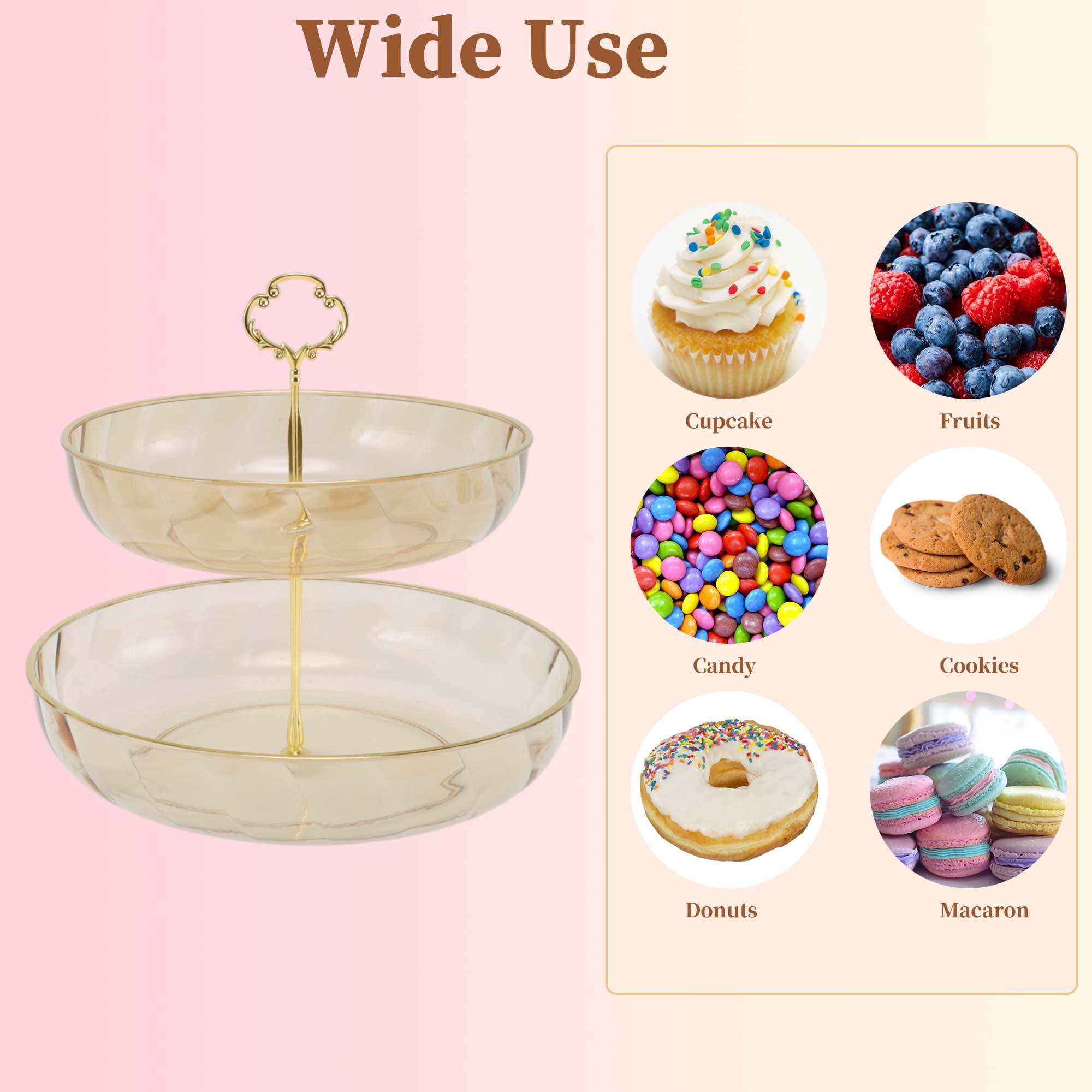 Unique Bargains 2 Tier Dessert Cupcake Stand Holder Tower Brown