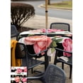 thumbnail image 6 of Square Outdoor Tablecloth with Umbrella Hole Pink Flower Outside Table Cloth Waterproof Patio Table Cover Black White Stripesvintage Floral Zipper Tablecloths for Picnic Party Camping 54x54 Inch, 6 of 8