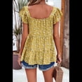 thumbnail image 4 of Blusas Tipo Túnica de Verano para Mujer, Blusas Informales Elegantes, Holgadas, de Corta. Amarillo XL, 4 of 10