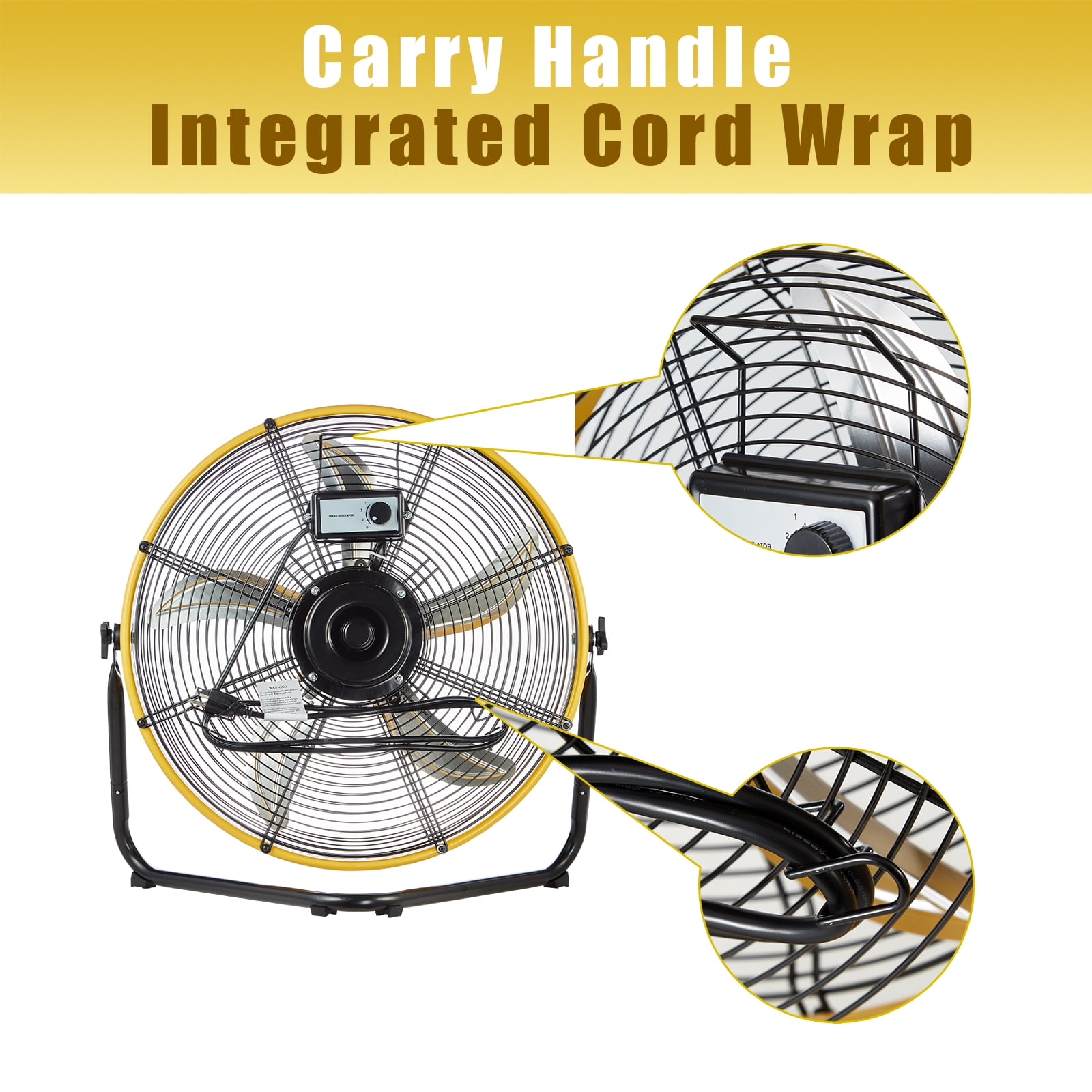 HICFM 20" 6300 CFM Heavy Duty Shroud Fan with IP44 Enclosed Powerful 1/4 Motor