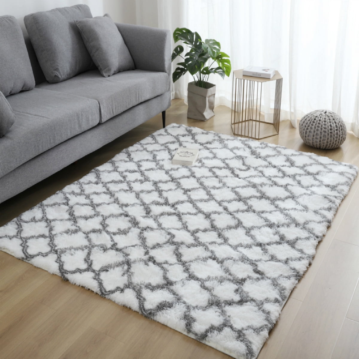 Large Fluffy Area Rugs Living Room Bedroom Anti-Skid Soft Carpet Washable Mats 