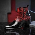 thumbnail image 4 of Men's Snake Print Chelsea Boots with Rivet Detail, Pointed Toe, Side Zipper, Chunky Heel, Fashionable High-Top Leather Boots for Spring 2026, 4 of 6