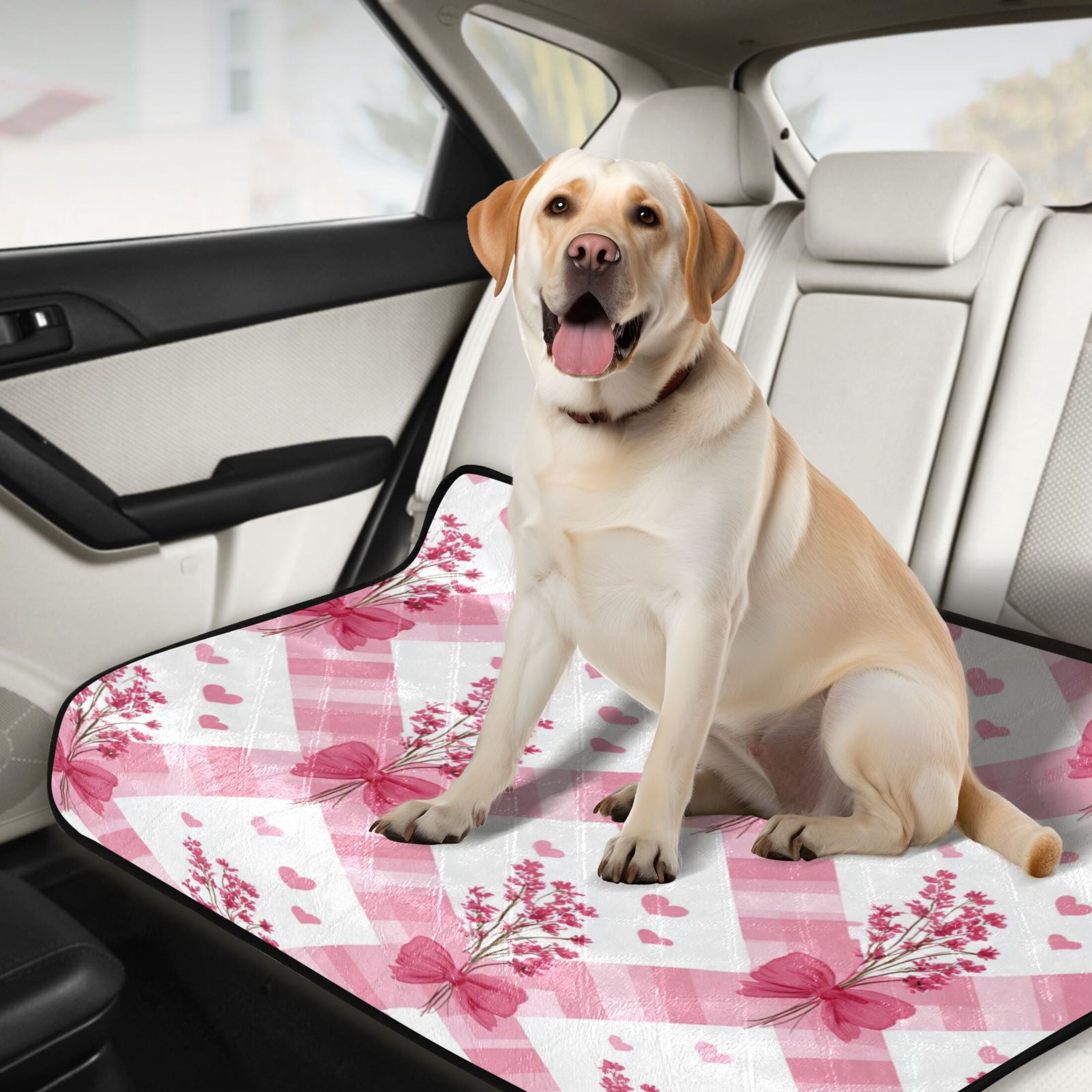 Washable Pet Pee Pads Soft Plush Absorbent Mat Non-Slip Floor Protector for for Dogs & Cats Bows and Wildflowers Pattern