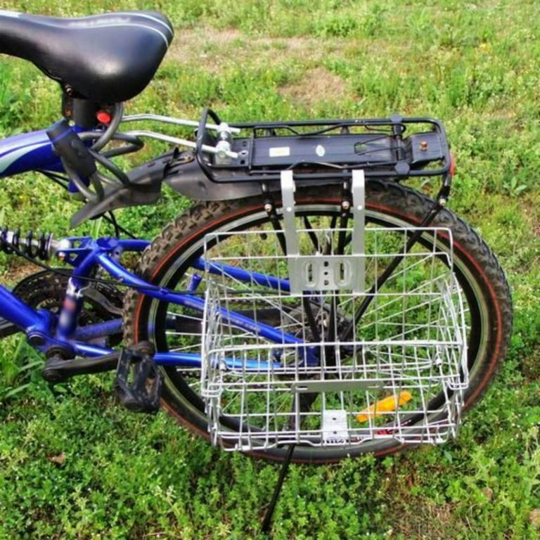 Rear Bike Rack, Alloy Fat Tire Bike Rack with Foldable Bike Basket,  Professional Quick Release Bike Cargo Rack Removable Bicycle Basket, Easy