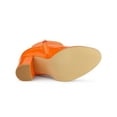 thumbnail image 5 of BLISSFUL STEP Women's Round Toe Zip Block High Heels Ankle Boots Orange 7, 5 of 7