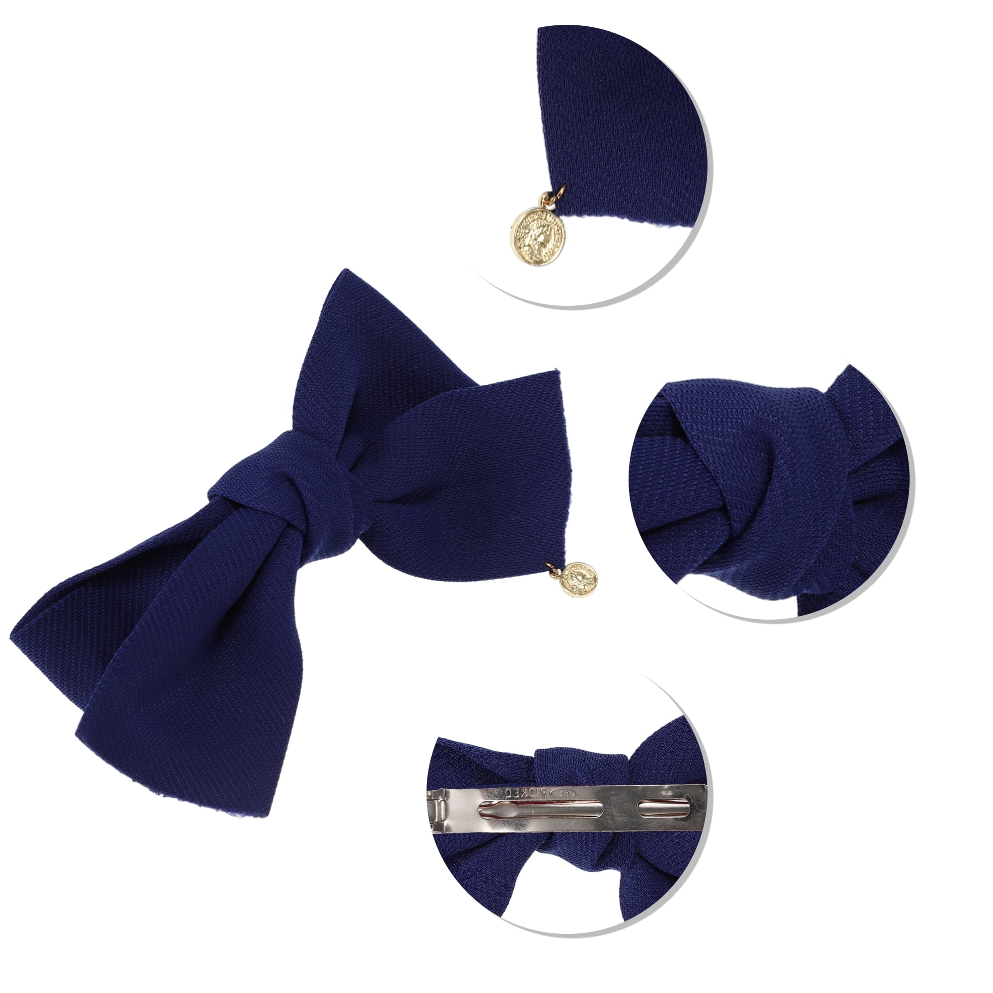 Unique Bargains Classic Bow Hair Clips Hairdo Clip Blue