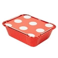 thumbnail image 2 of 12 oz Rectangle Red Aluminum Take Out Container - Polka Dot Paper Lid - 5 3/4" x 4 3/4" x 1 3/4" - 50 count box, 2 of 9
