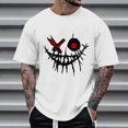thumbnail image 3 of WREESH Halloween T-Shirts Summer Fashion Casual Men's Round Neck Printed T-Shirt Top White, 3 of 5