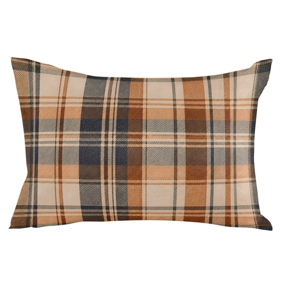 Orange Blue Checkered Throw Pillow Cover 16 x 24 Inch Decorative Pillow Cover Fall Farmhouse Buffalo Plaid Lumbar Pillowcase Seasonal Rectangle Cushion Case for Couch Sofa Bed Living Room