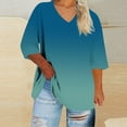 thumbnail image 2 of Bxsruta Women's Plus Size Oversized V-Neck T-Shirt 3/4 Sleeve Soft Stretch Fabric Casual Comfort Top for Everyday Wear, 2 of 6