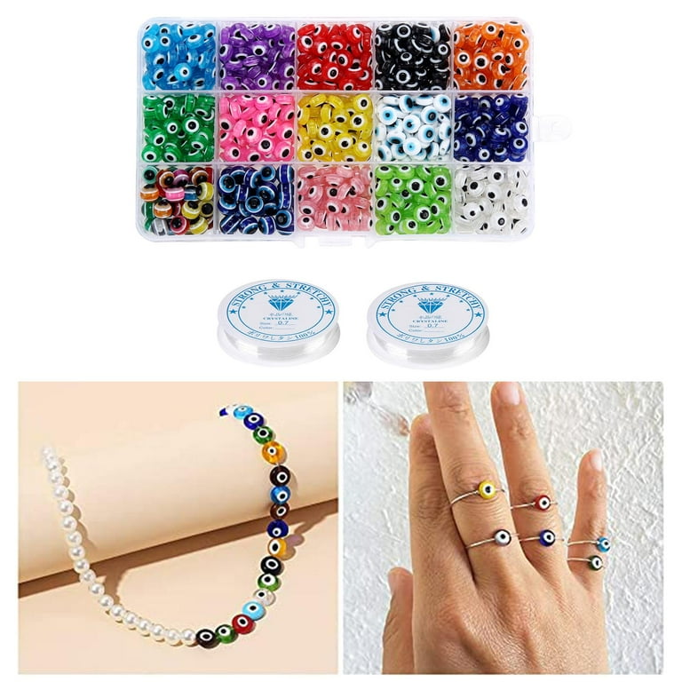 450 Pieces Evil Eye Beads Flat Round Beads Jewelry Marking 8mm