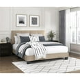 thumbnail image 2 of Pemberly Row Modern Wood Frame Velvet Full Platform Bed in Light brown, 2 of 9