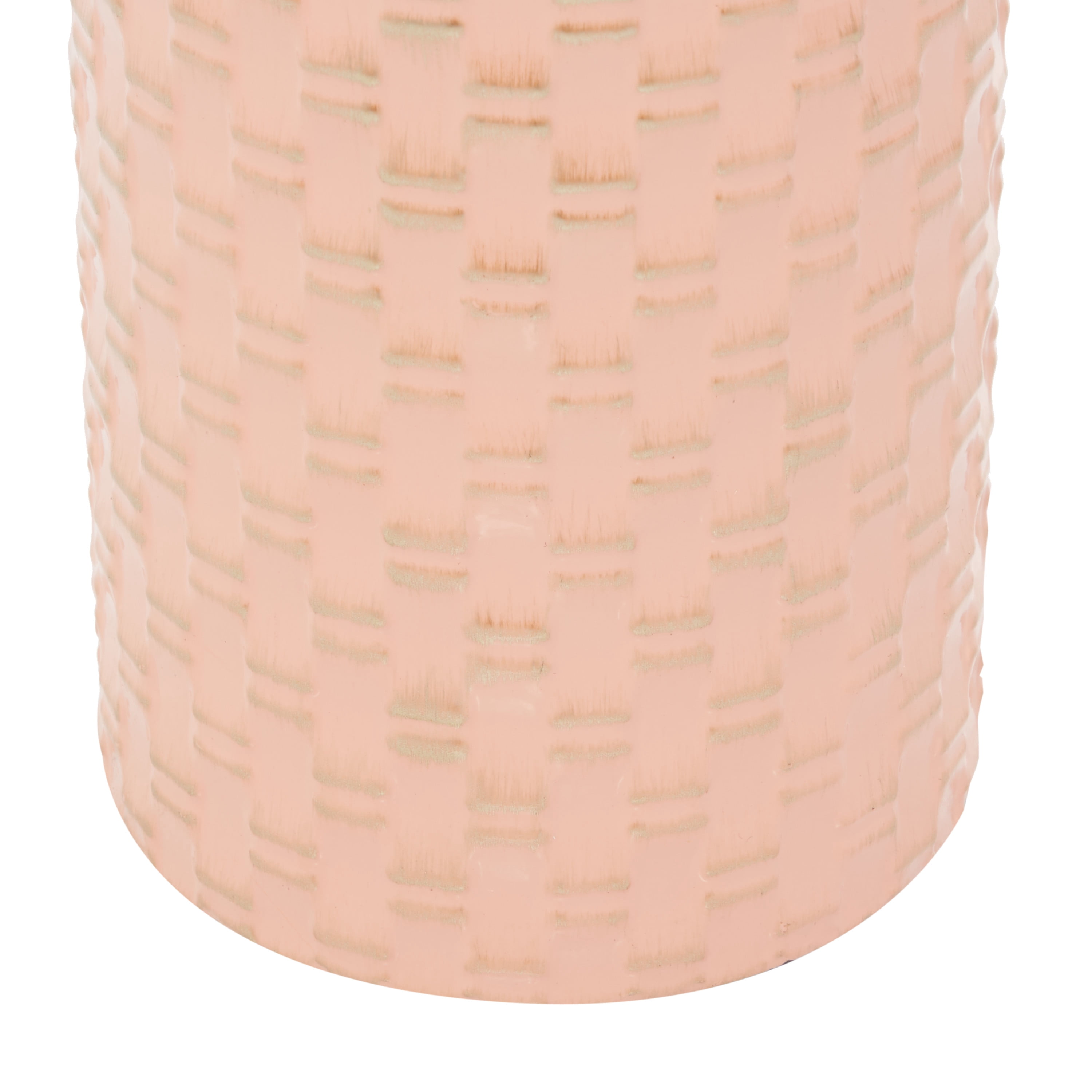 DecMode 18", 15"H Weave Inspired Pink Metal Vase with Gold Top, Set of 2