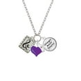 thumbnail image 2 of Delight Jewelry Silvertone Pebble Border Initial - & - Purple Heart Nurse Strong Zoe Necklace, 2 of 4