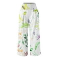 thumbnail image 4 of COSFO Casual Women Pants High Elastic Waisted Palazzo Floral Yellow Wide Leg Pants Loose with Pocket Pants, 4 of 5