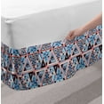 thumbnail image 2 of Ikat Bed Skirt, Geometrical Cultural Composition with Triangles Hipster Folkloric, Elastic Bedskirt Dust Ruffle Wrap Around for Bedding Decor, 4 Sizes, Coral Blue and Black, by Ambesonne, 2 of 2