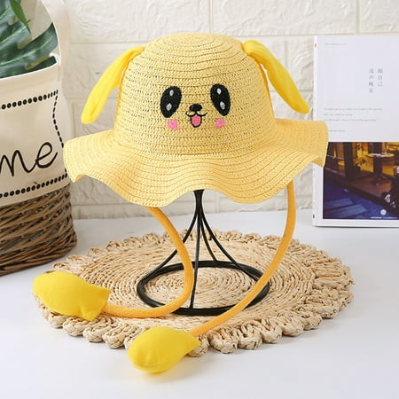 

Baby Accessories Baby Hats Summer Air Bag Sun With Moving Ears Children Rabbit Straw Caps Hat